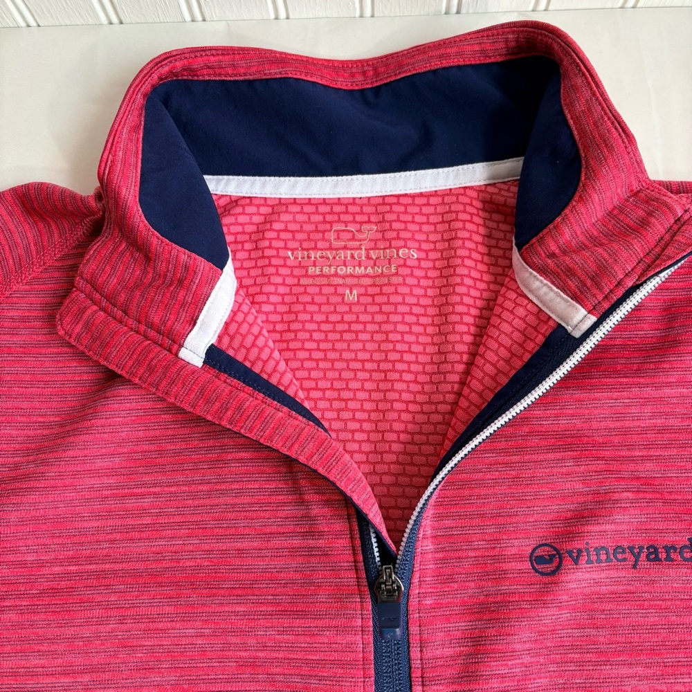 Vineyard Vines OTG Sankaty 1/4 Zip Pullover Men’s M Red Blue Performance Golf - Picture 2 of 13